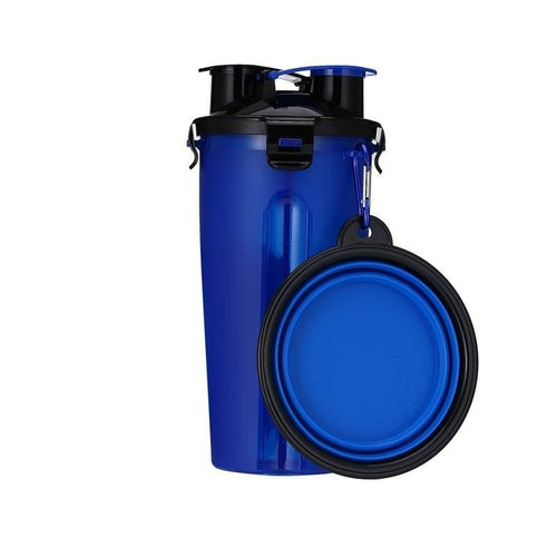2-in-1 Hunde-Trinkflasche mit Näpfen