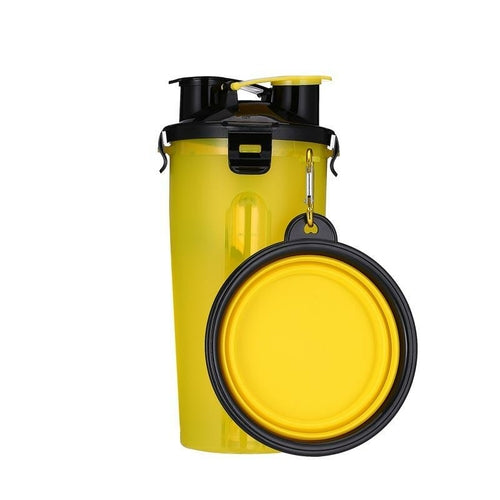 2-in-1 Hunde-Trinkflasche mit Näpfen
