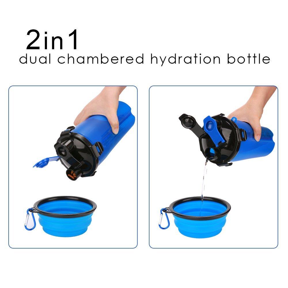 2-in-1 Hunde-Trinkflasche mit Näpfen