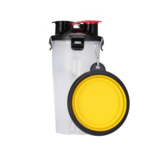 2-in-1 Hunde-Trinkflasche mit Näpfen