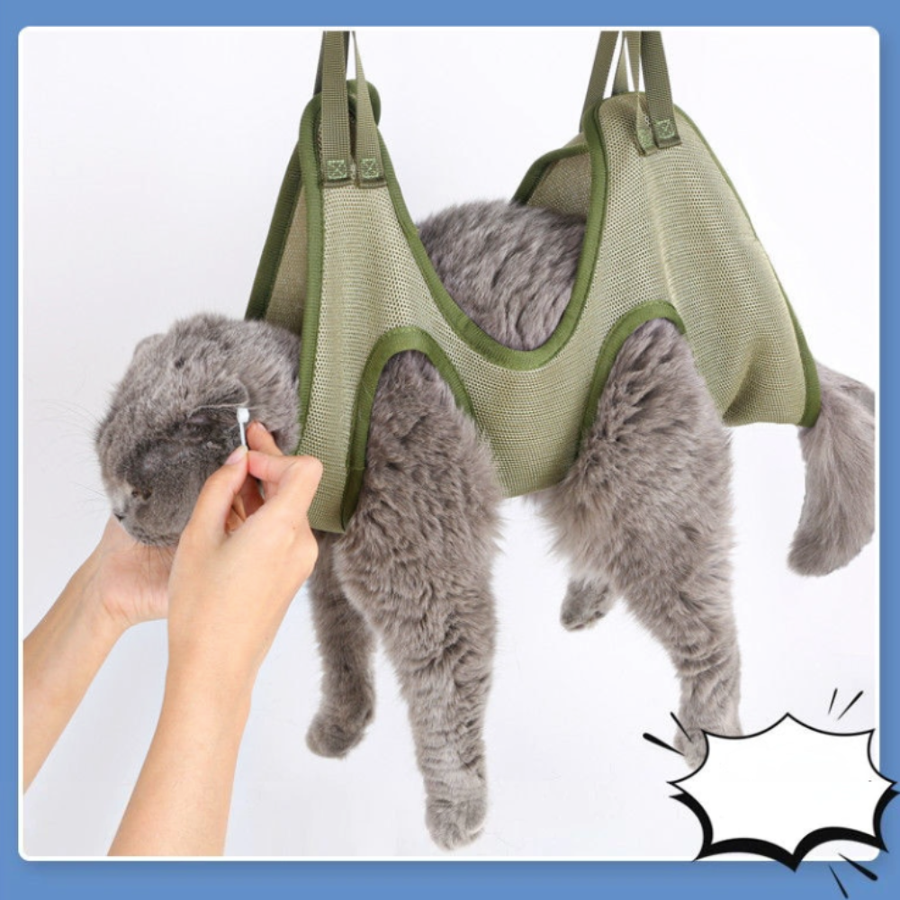 Katzenpflege-Fesseltasche mit Hängematte