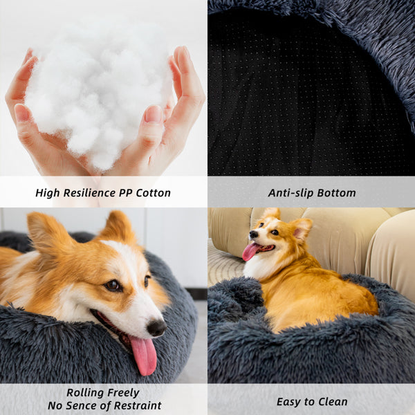 Haustierbetten für Katzen, Hundebett, waschbar, Anti-Angst, flauschiges Hundebett