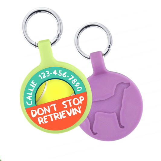 Don't Stop Retrievin‘ Ökoplastik-Haustier-ID-Tag – Wählen Sie aus vielen Farben.