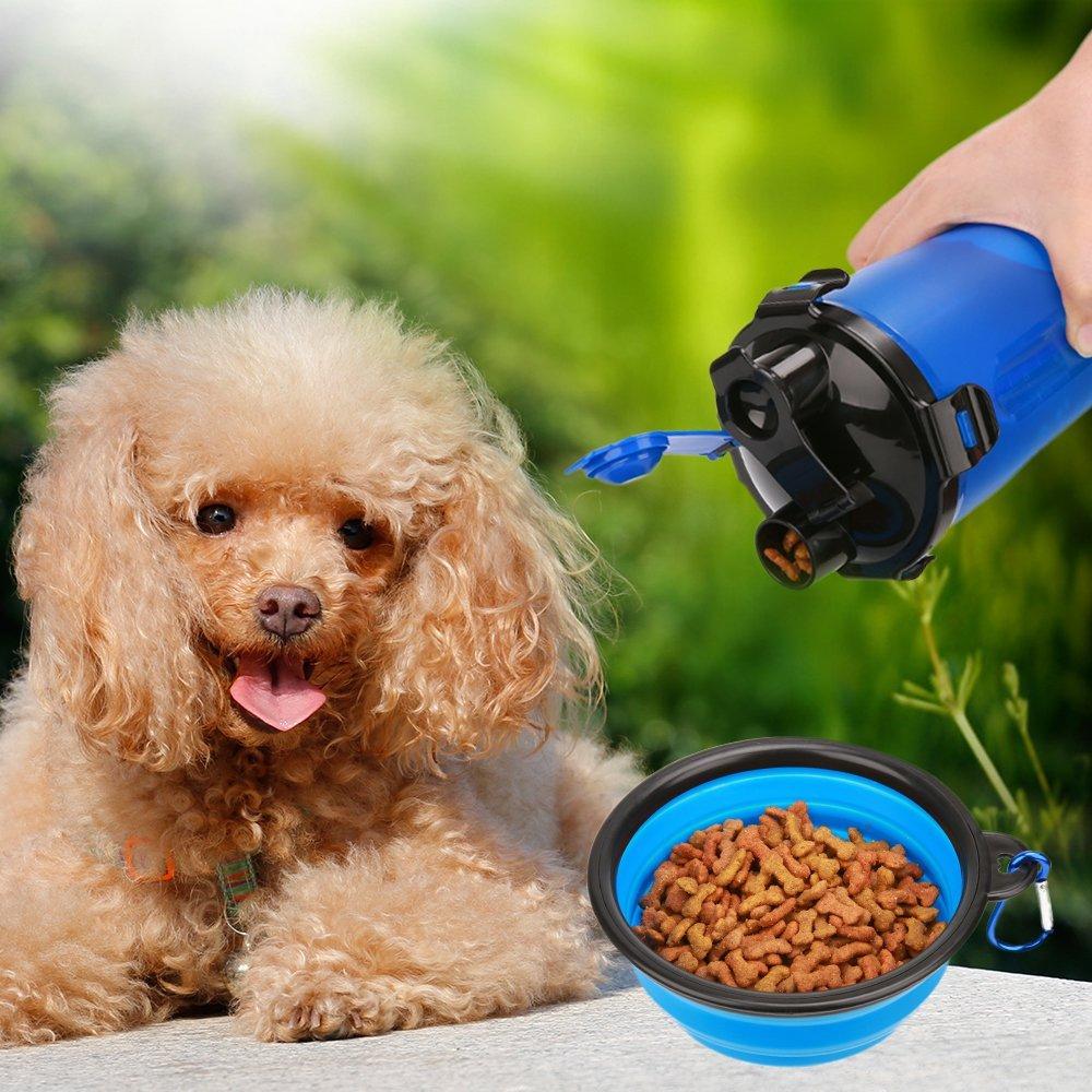 2-in-1 Hunde-Trinkflasche mit Näpfen